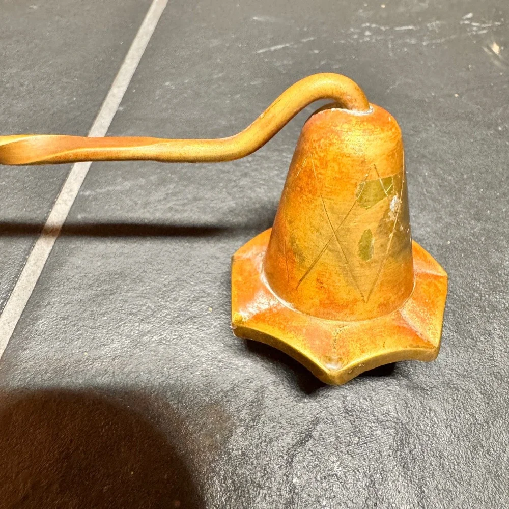Vintage Twisted Bronze Signed Metal Candle Snuffer Tapered‎ Bell End Japan A&G